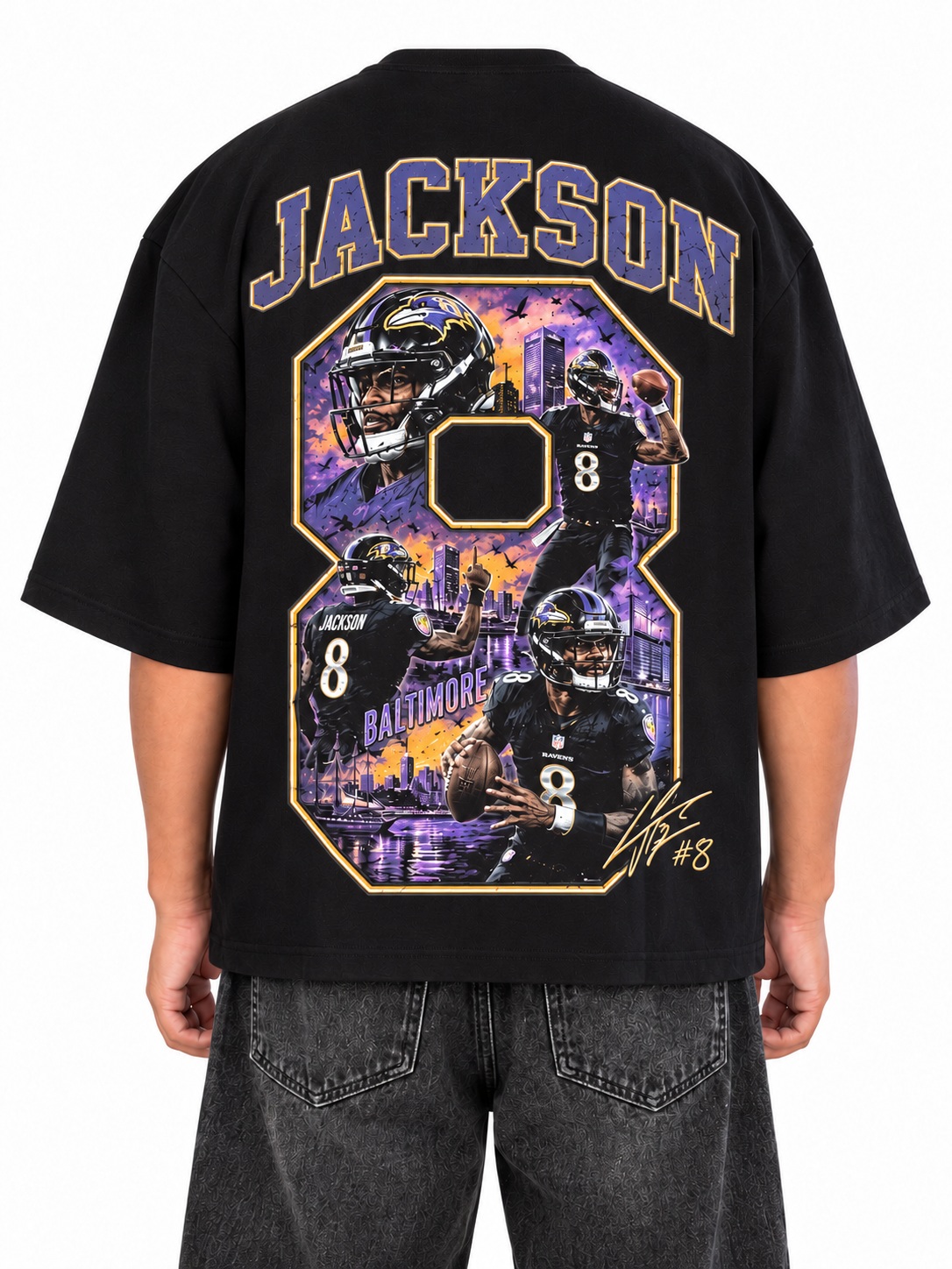 Lamar Jackson Oversized Graphic Tee - Back