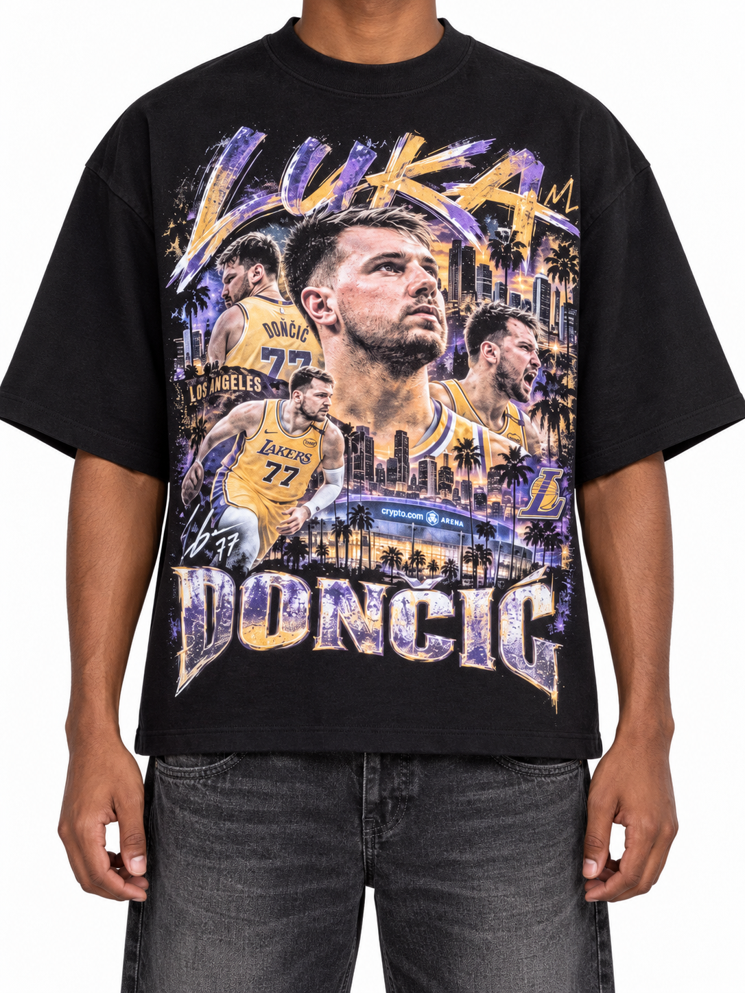 Luka Dončić Lakers Oversized Graphic Tee - Front